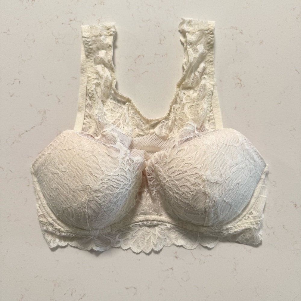 PINK Bra Womens Small Petite off White Lace Bralette Layering Top Victoria's